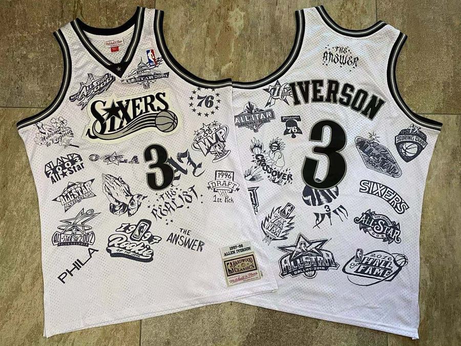 76ers Allen Iverson White Swingman Retro Collab Jersey