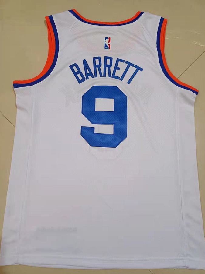 Knicks #9 RJ Barrett White 75th Anniversary Jersey