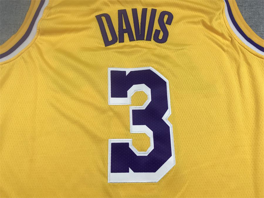 Lakers #3 Yellow Crew Neck Nike Jersey