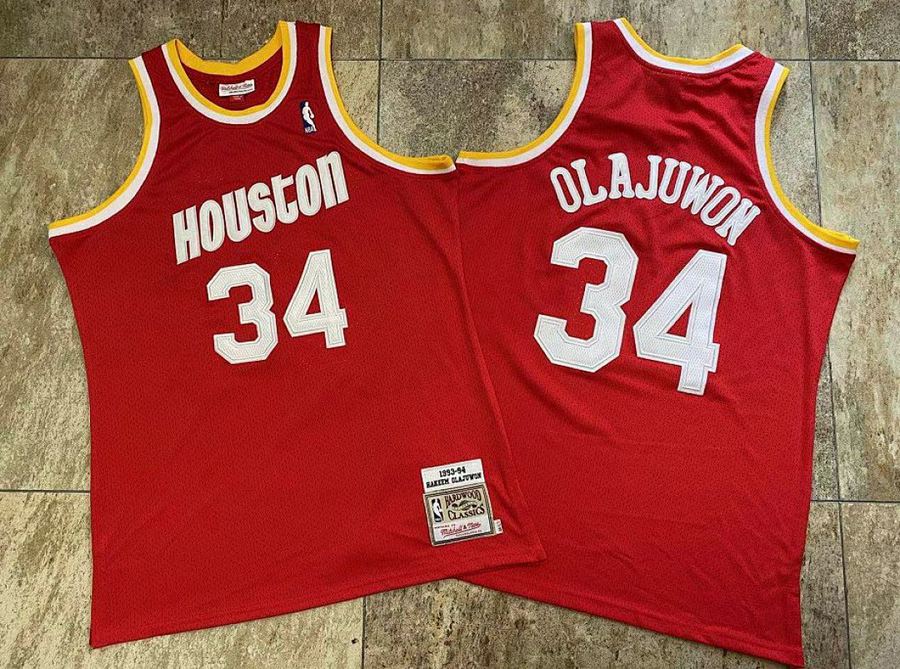 Rockets #34 Red Retro Jersey