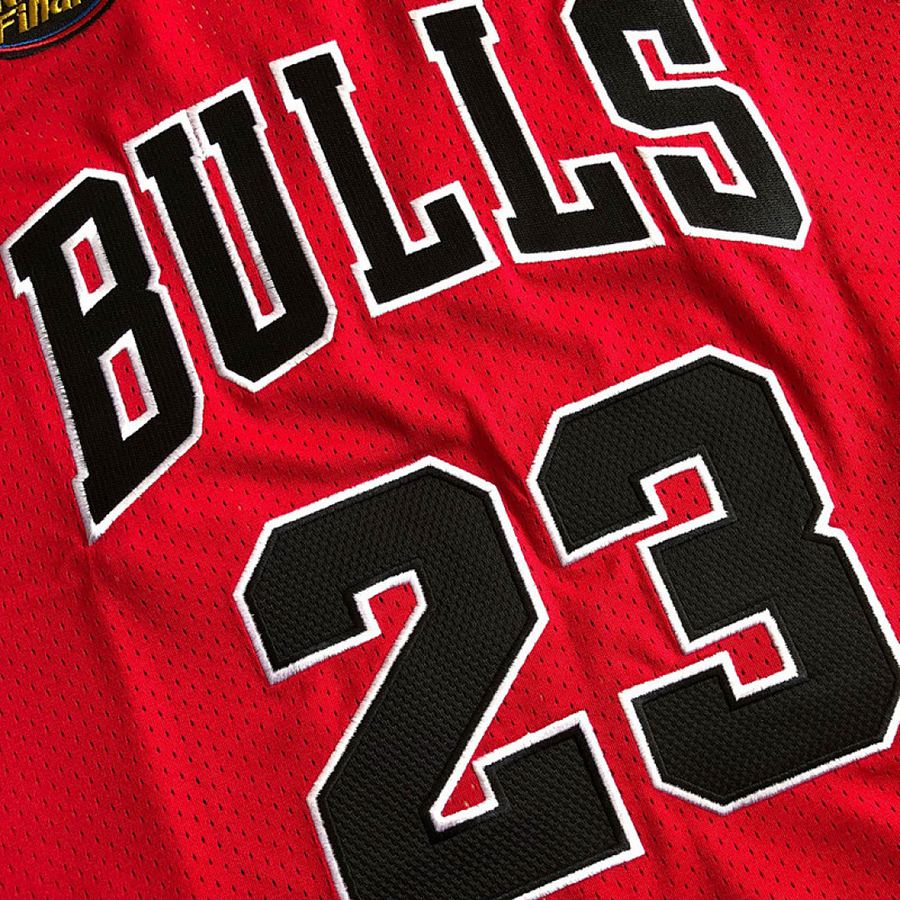 Bulls #23 Red Championship Embroidered Jersey