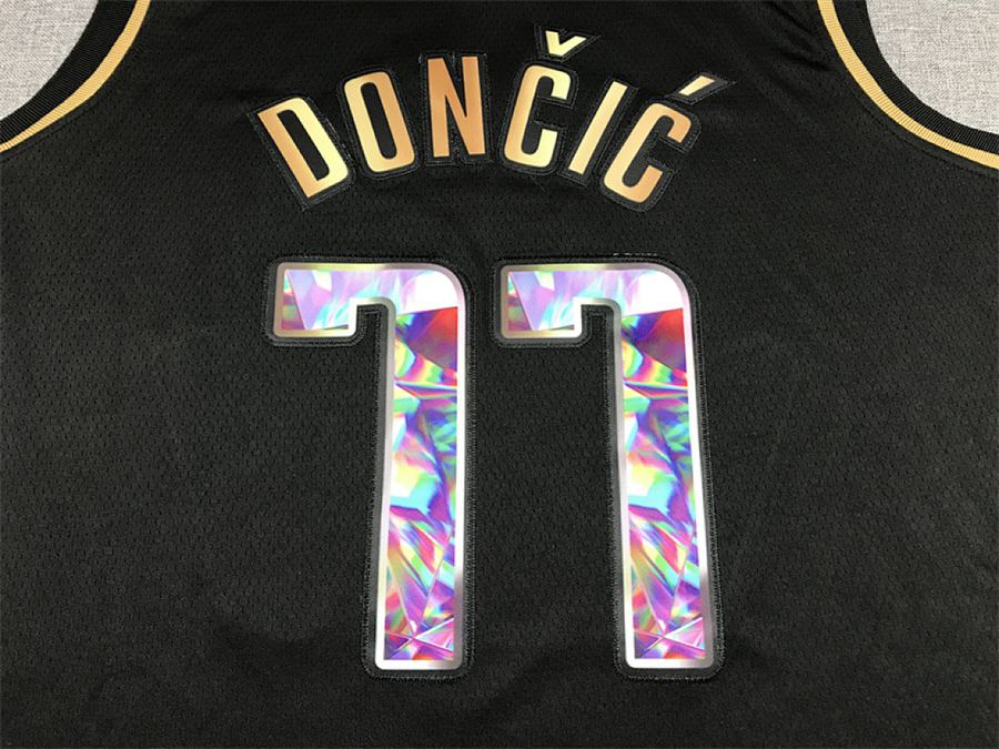 Mavericks #77 Black Gold Diamond Edition Jersey