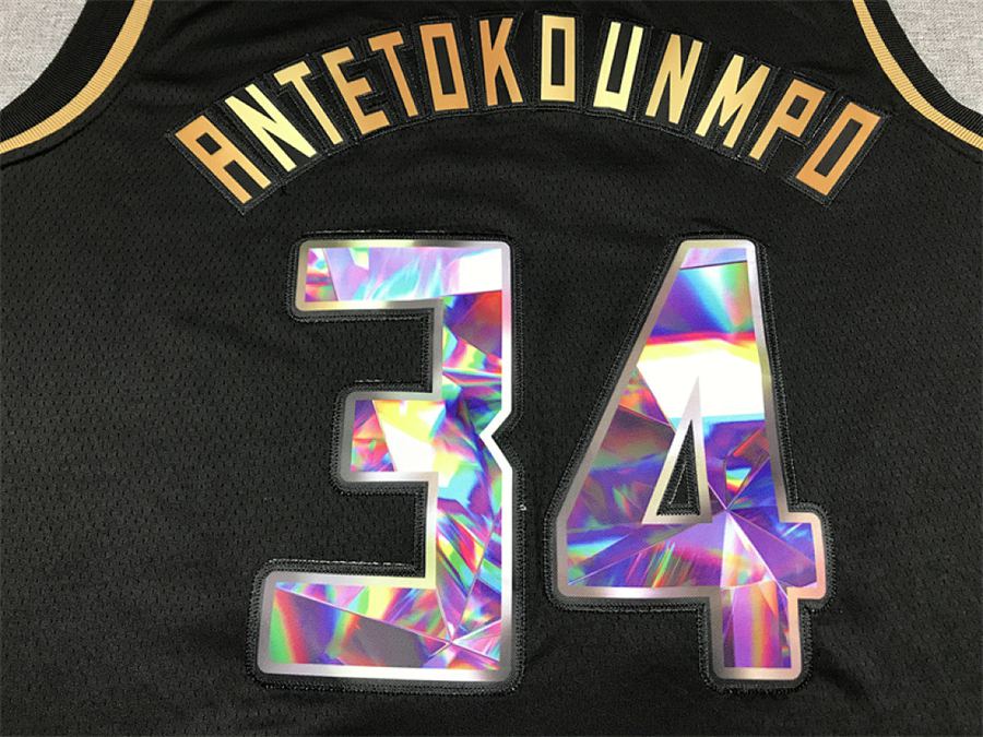 Bucks #34 Black Gold Diamond Edition Jersey