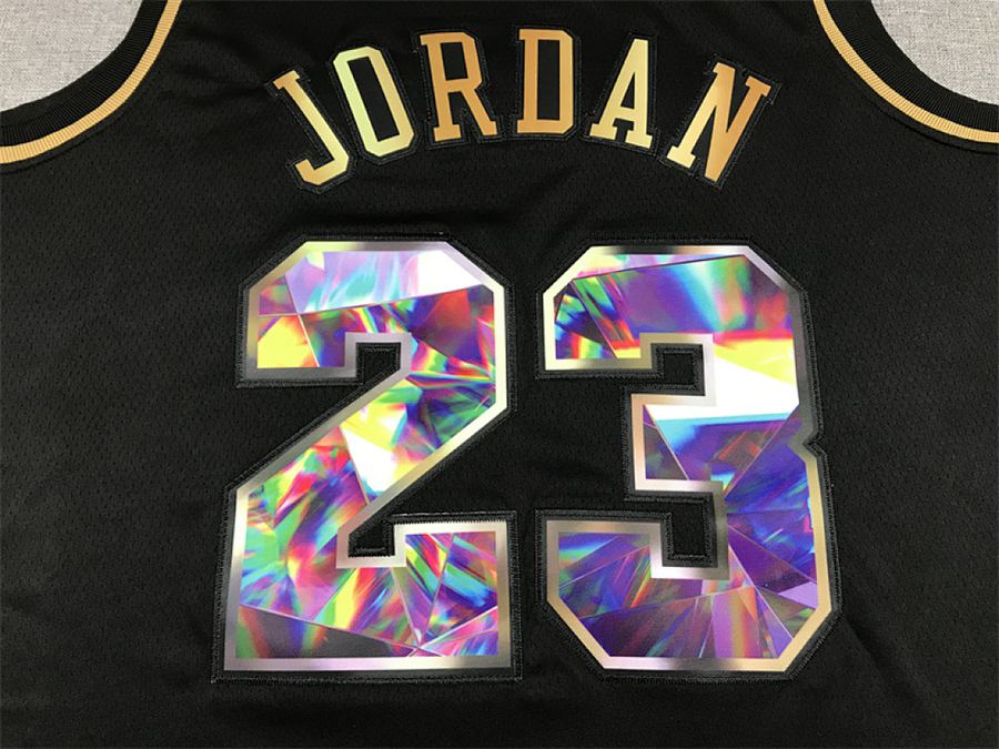 Bulls #23 Black Gold Diamond Edition Jersey