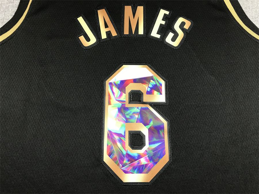 Lakers #6 Black Gold Diamond Edition Jersey