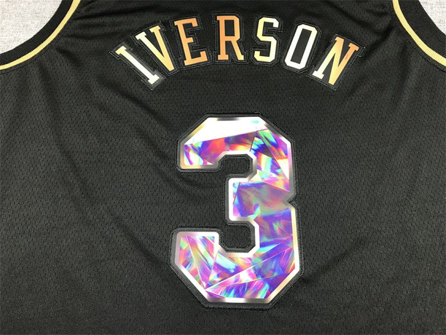 76ers #3 Black Gold Diamond Edition Jersey