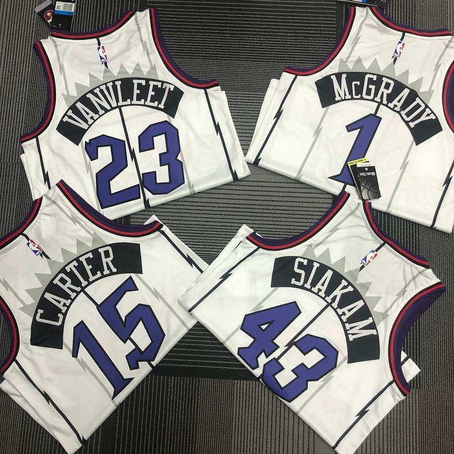 Raptors White Retro Heat Pressed Jersey