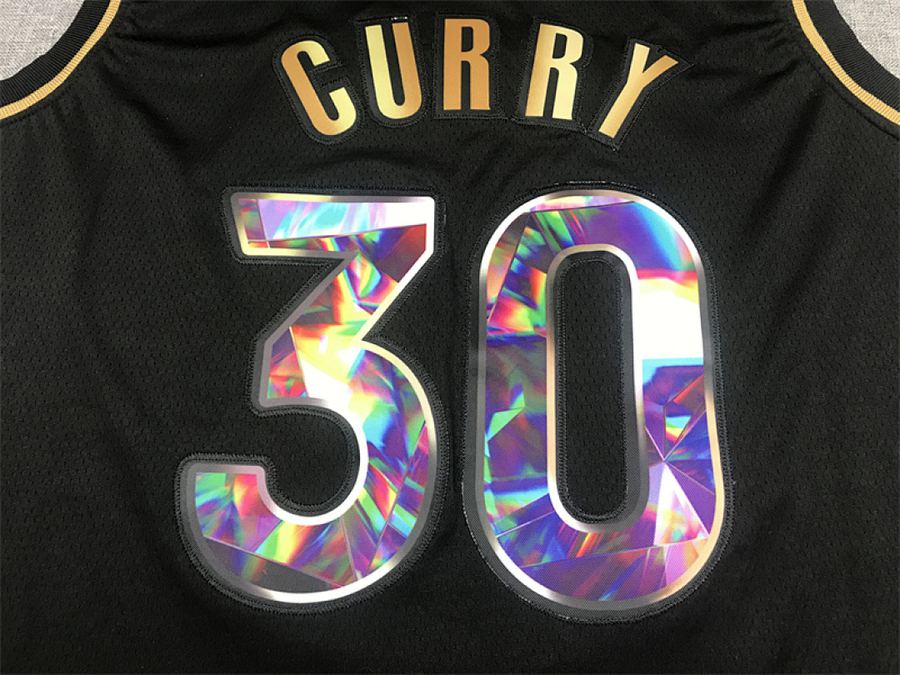 Warriors #30 Black Gold Diamond Edition Jersey