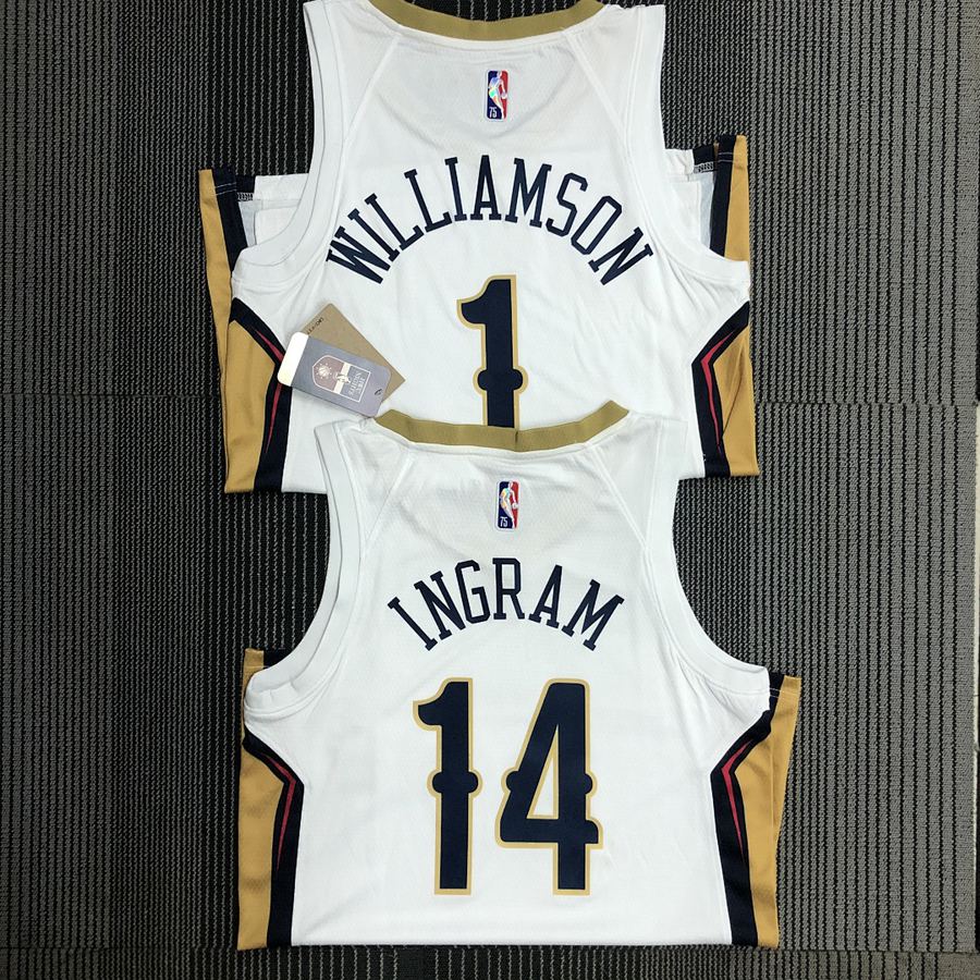 Pelicans White 75th Anniversary Heat Pressed Jersey
