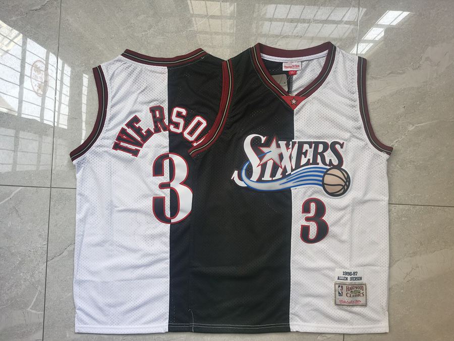76ers #3 Black White Jersey