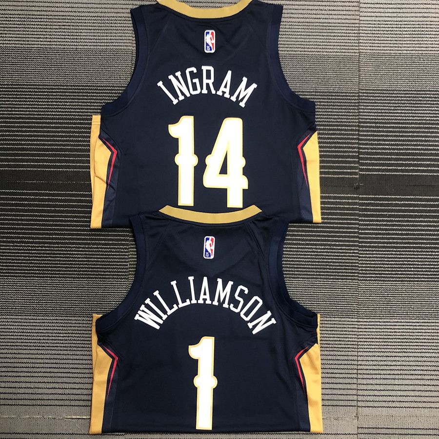 Pelicans #14 Blue 75th Anniversary Heat Pressed Jersey