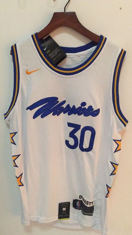 Warriors #30 White Jersey