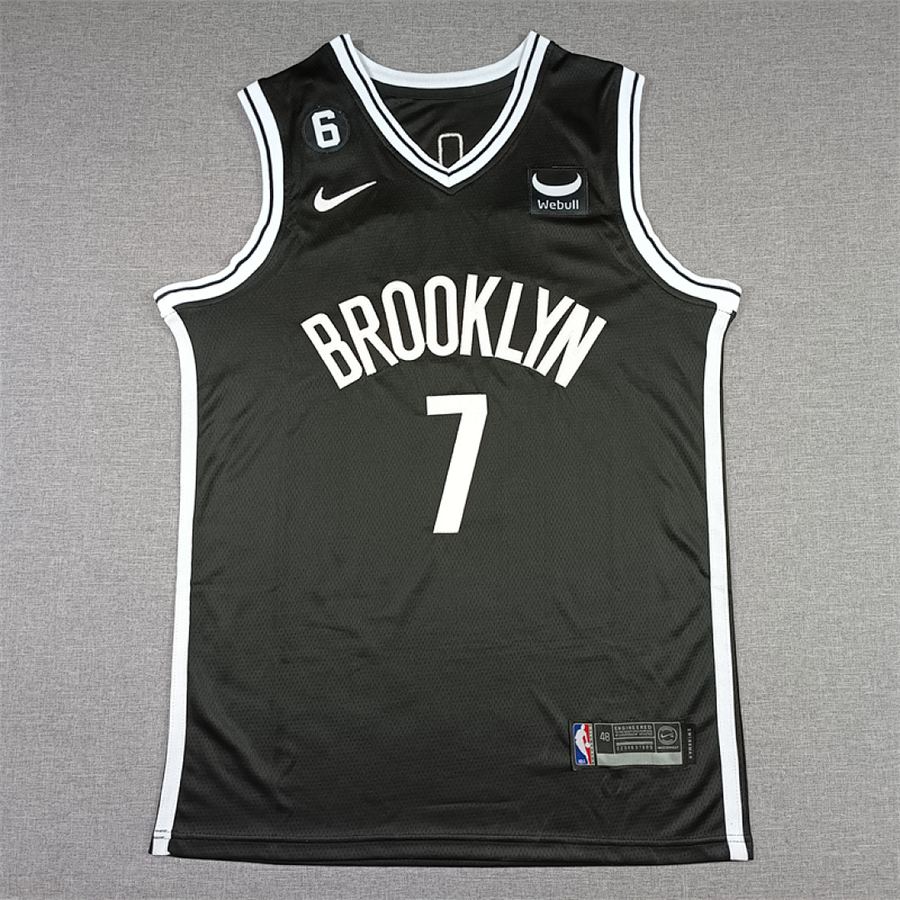 Nets #7 Black Embroidered Jersey
