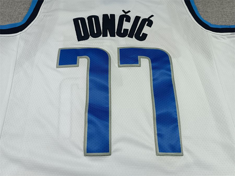 Mavericks #77 White Embroidered Jersey
