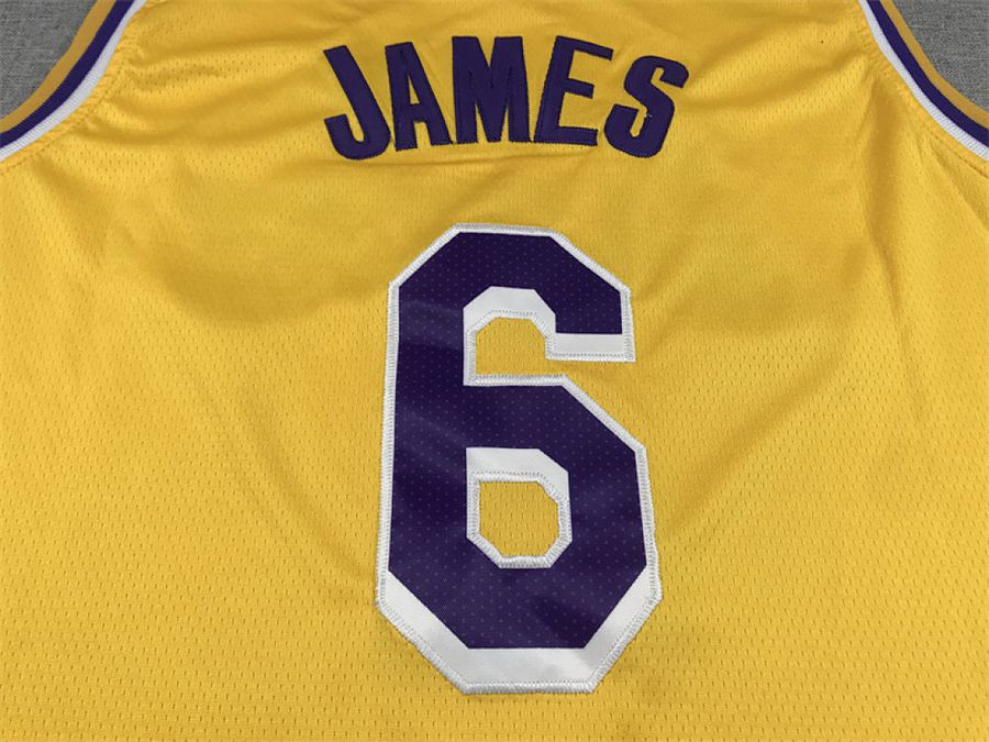 Lakers #6 Yellow Crew Neck Jersey