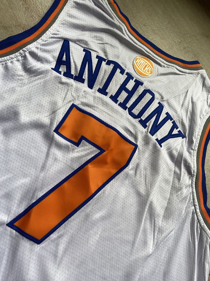 Knicks #7 Carmelo Anthony White Jersey