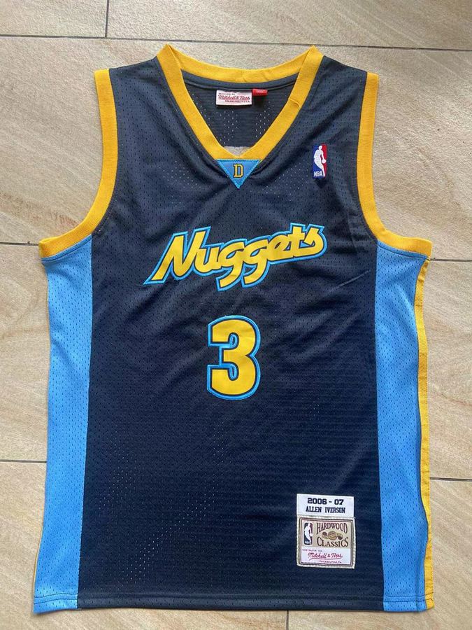 Nuggets #3 Allen Iverson Navy Blue Jersey