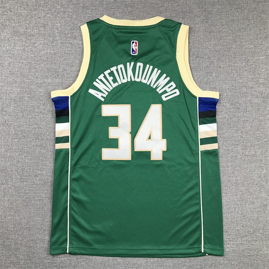Bucks #34 Green Kids Jersey