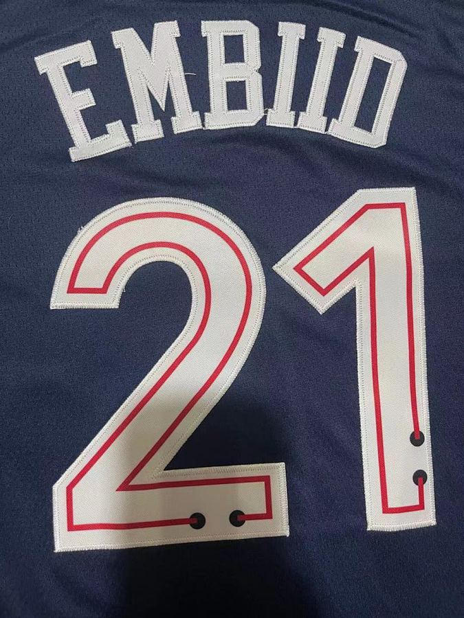 76ers #21 Navy Blue Nike Jersey