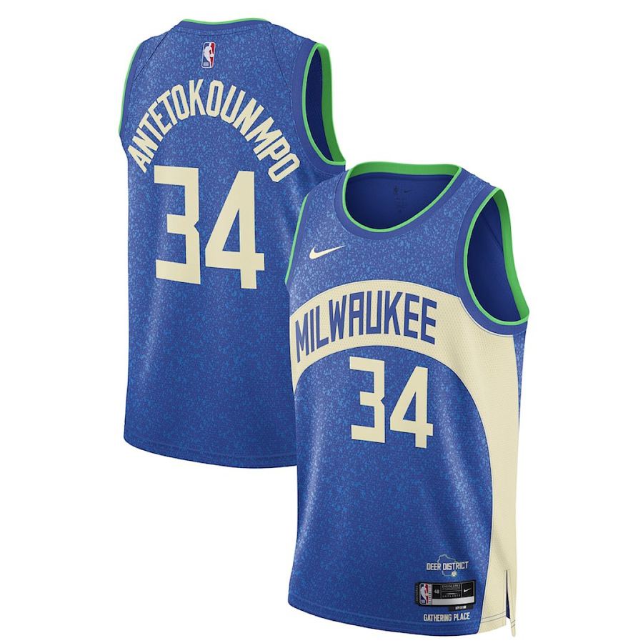 Bucks Giannis Antetokounmpo Blue City Edition Jersey
