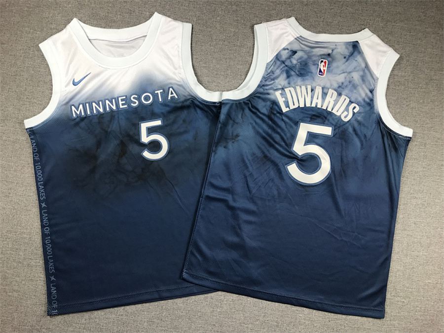 Timberwolves #5 Blue City Edition Kids Jersey