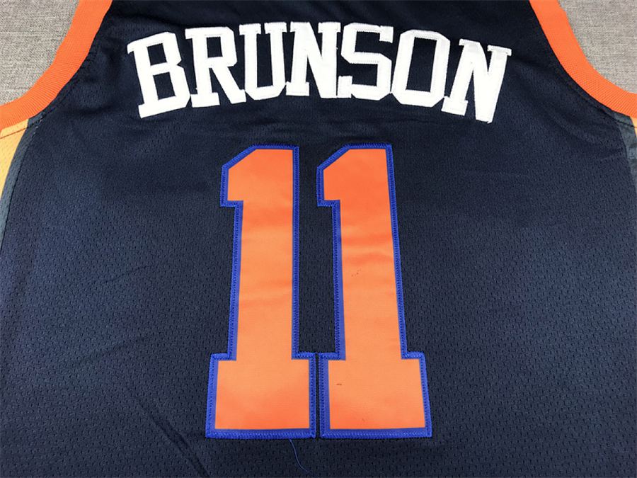 Knicks #11 Navy Blue Statement Jersey