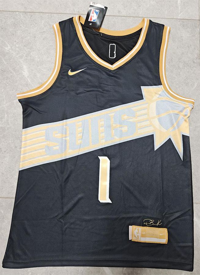 Suns #1 Devin Booker Black Gold Jersey