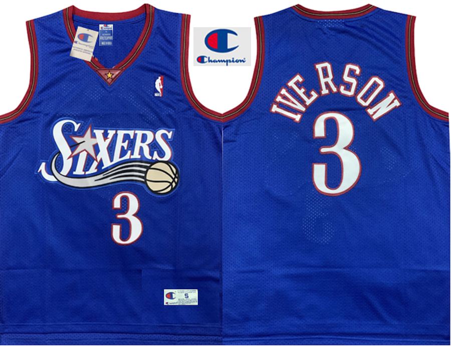 76ers Allen Iverson Blue Jersey