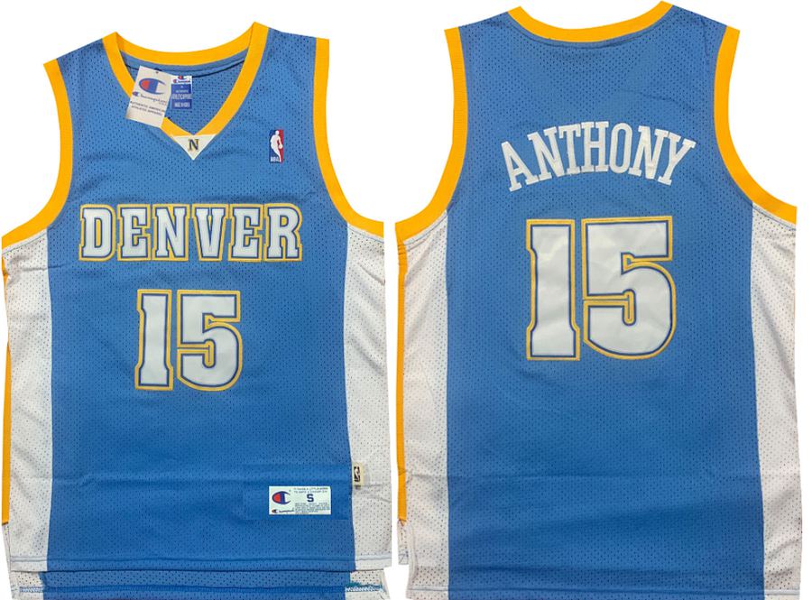 Nuggets #15 Carmelo Anthony Blue Retro Jersey