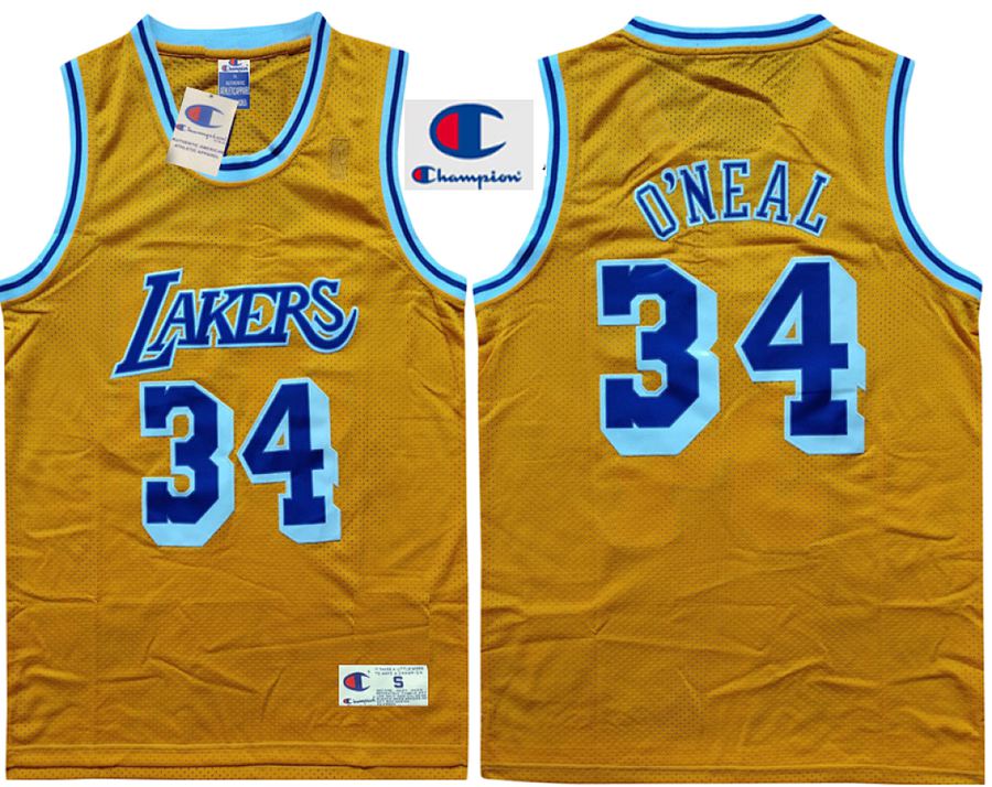 Lakers Shaquille O'Neal Yellow Jersey