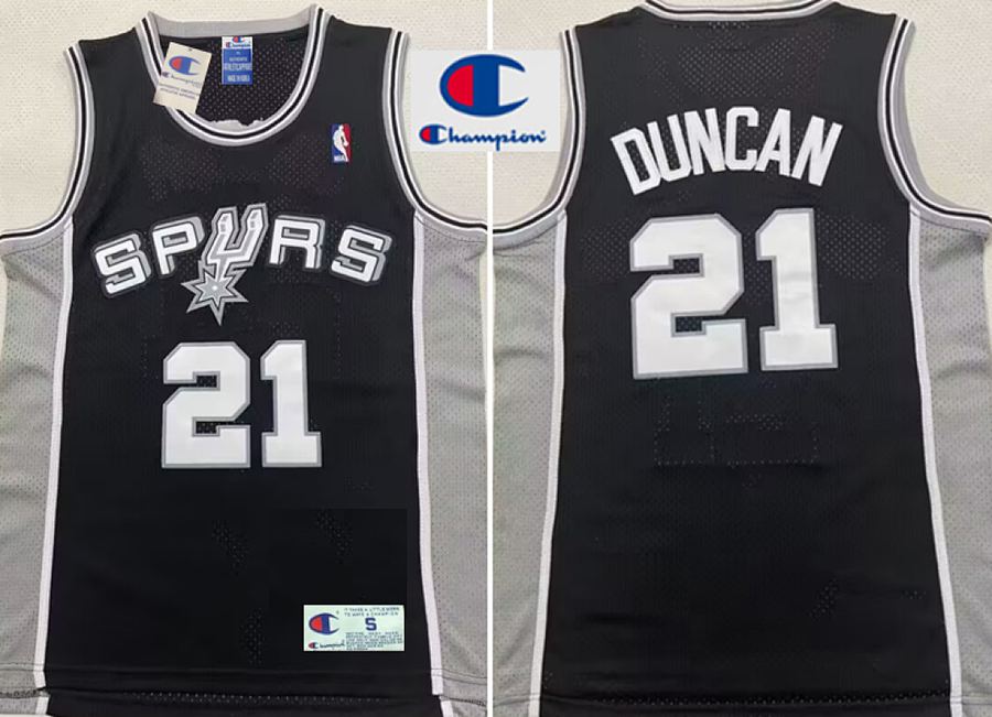 Spurs Tim Duncan Black Jersey
