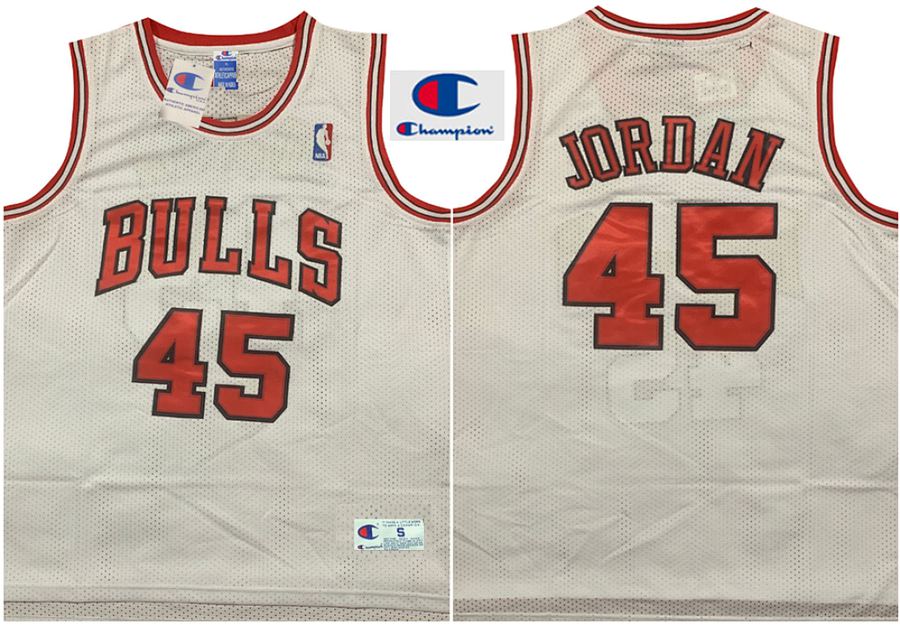 Bulls #45 Michael Jordan White Retro Jersey