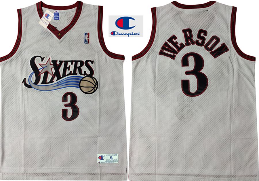 76ers Allen Iverson White Jersey