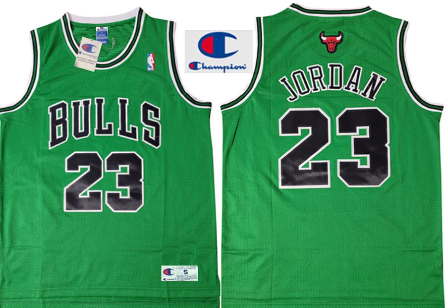 Bulls #23 Michael Jordan Green Jersey