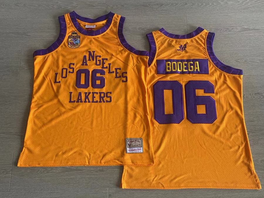 Lakers #6 Yellow Embroidered Collab Jersey