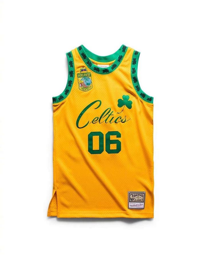 Celtics #6 Yellow Embroidered Collab Jersey