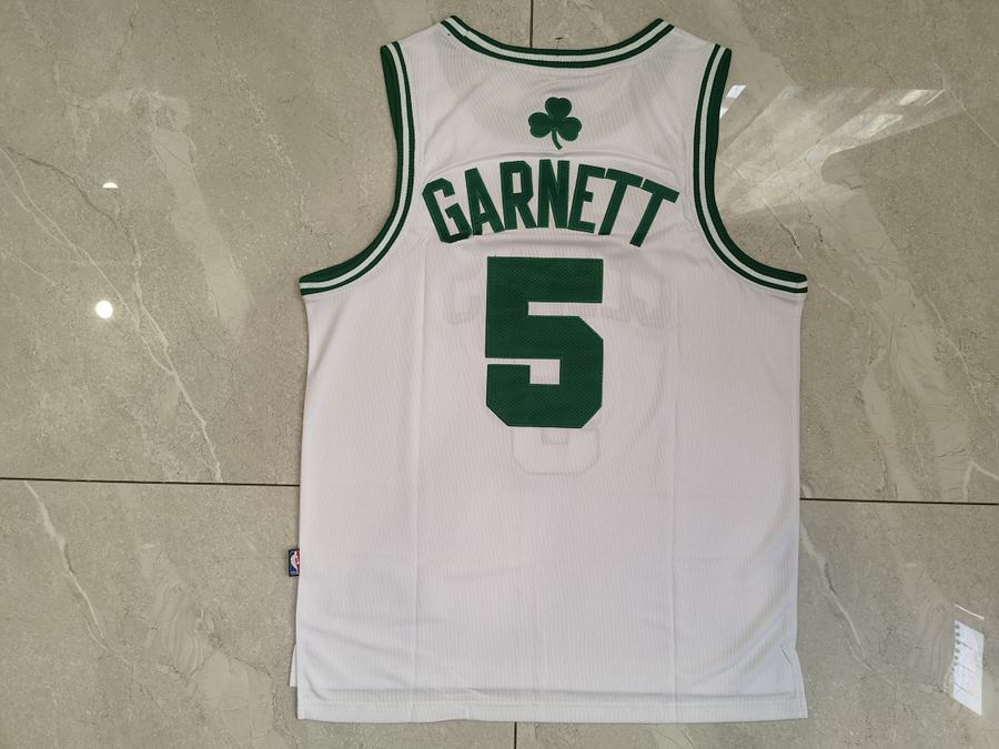 Celtics #5 Kevin Garnett White Jersey