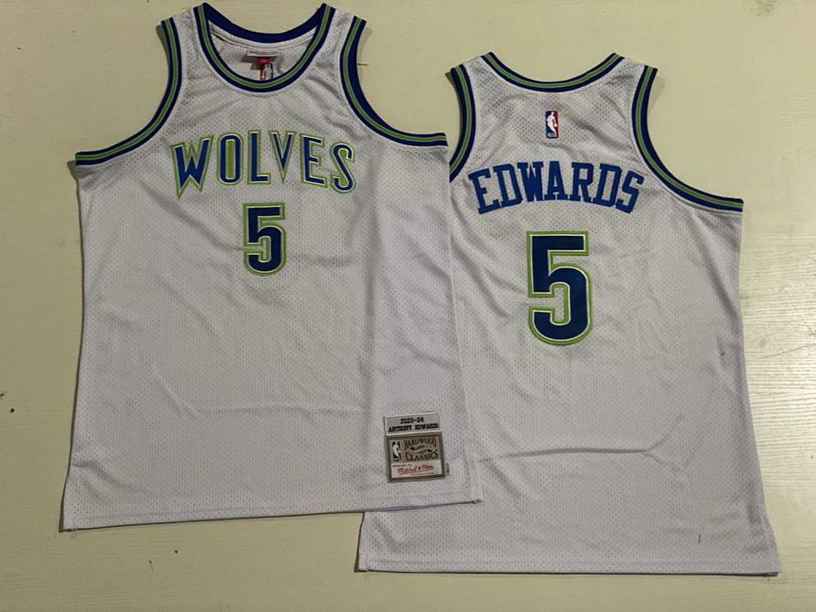 Timberwolves #5 White Retro Jersey