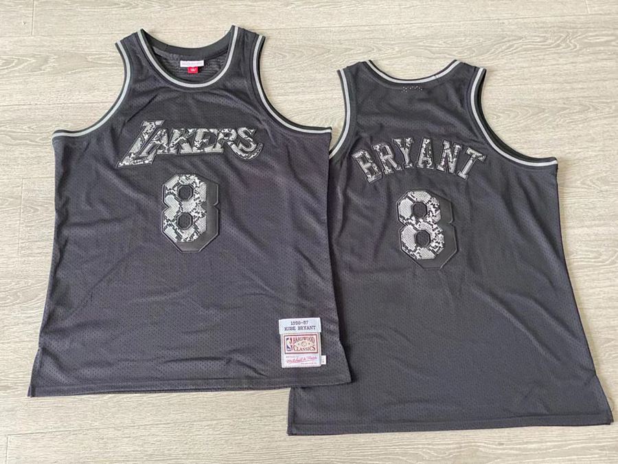 Lakers #8 Kobe Bryant Black Embroidered Jersey