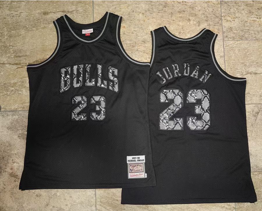 Bulls #23 Michael Jordan Black Embroidered Jersey