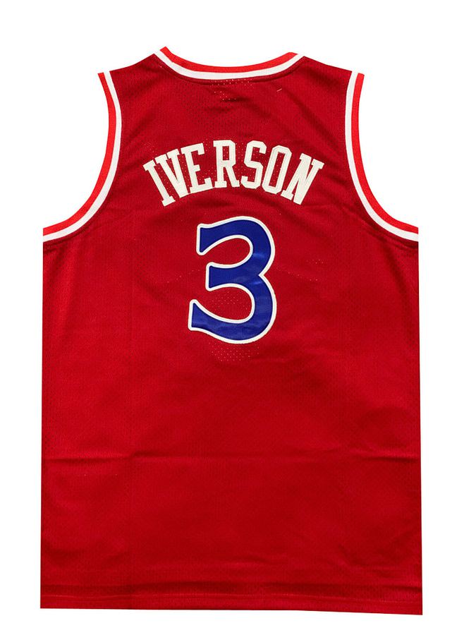 76ers Allen Iverson Red Crew Neck Jersey