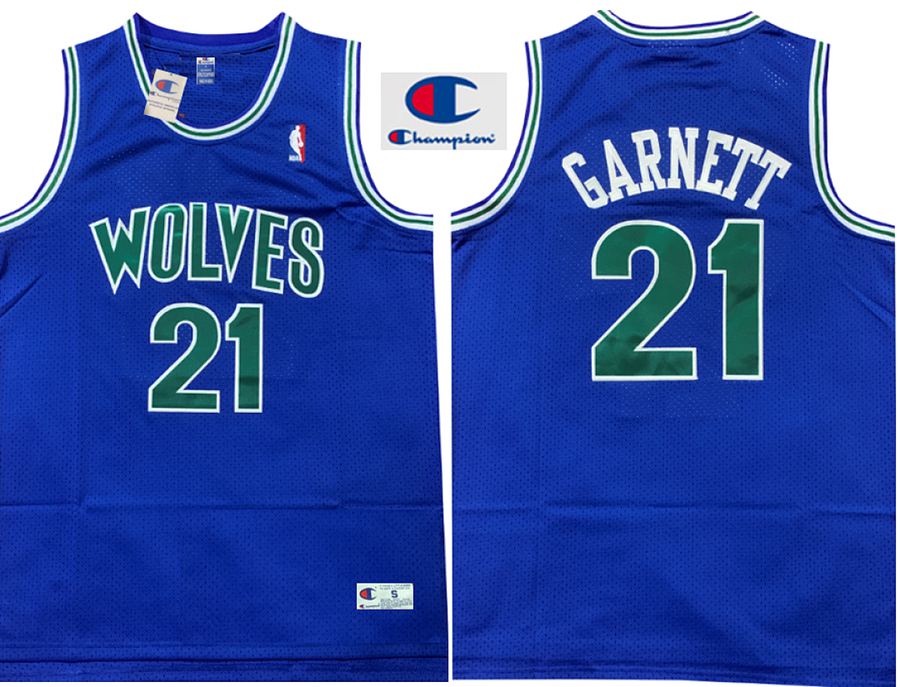 Timberwolves #21 Kevin Garnett Blue Jersey