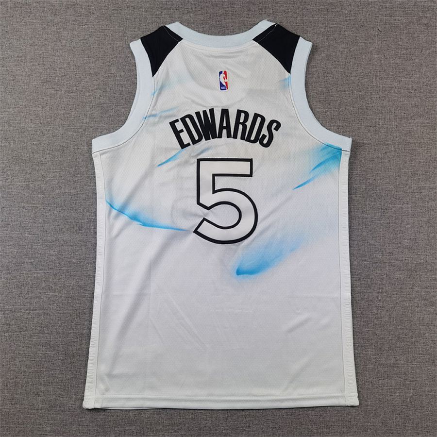Timberwolves #5 White City Edition Kids Jersey