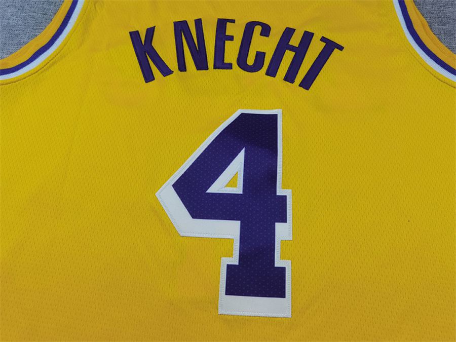 Lakers #4 Yellow Crew Neck Jersey