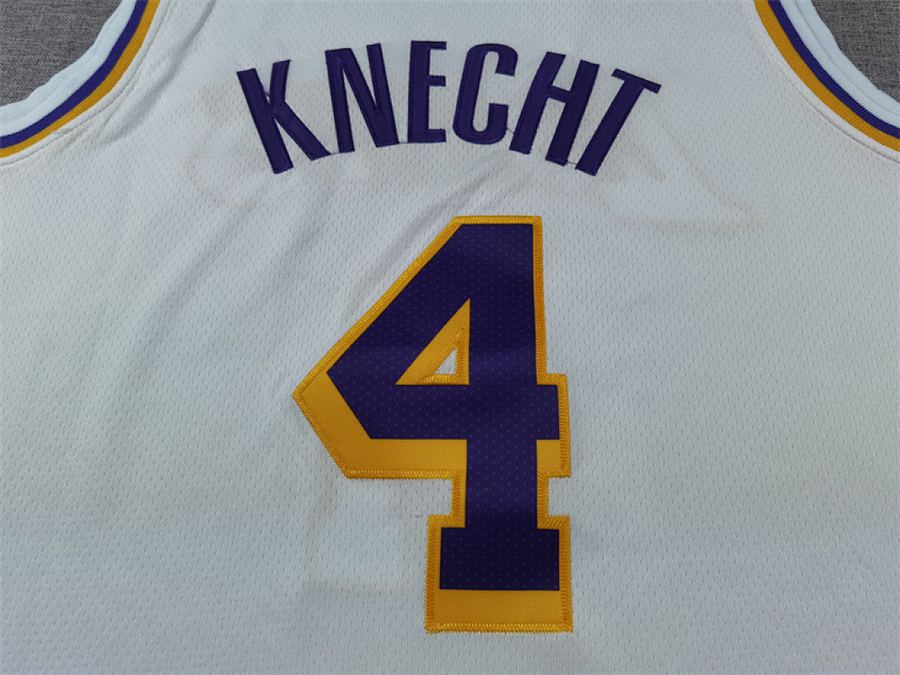 Lakers #4 White Crew Neck Jersey