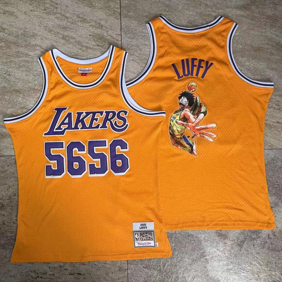 Lakers #56 Yellow Embroidered Collab Jersey