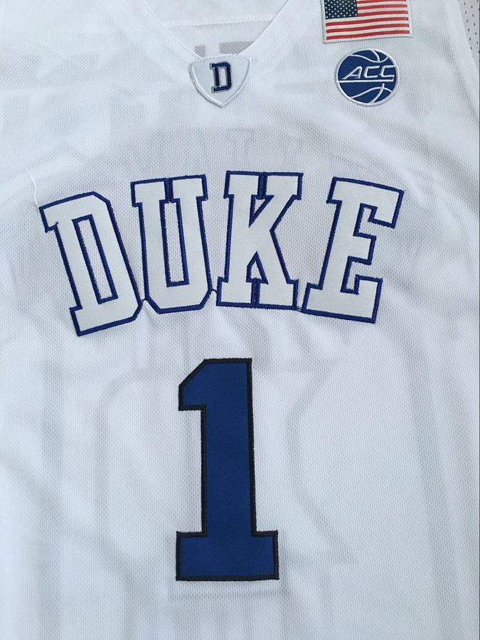 Duke Blue Devils #1 Zion Williamson White Embroidered Jersey