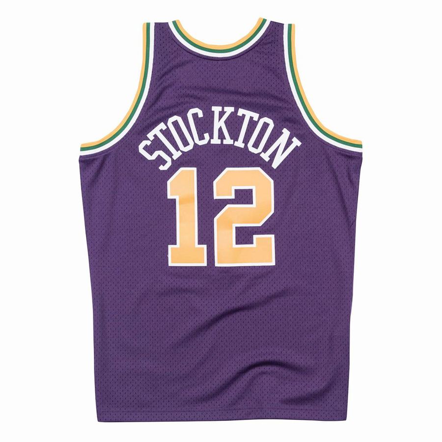 Jazz #12 John Stockton Purple Retro Jersey