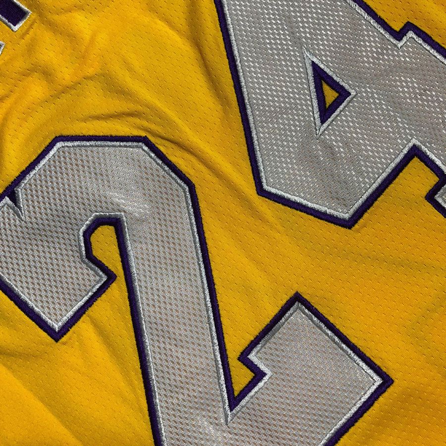 Lakers #24 Kobe Bryant Yellow Embroidered Jersey