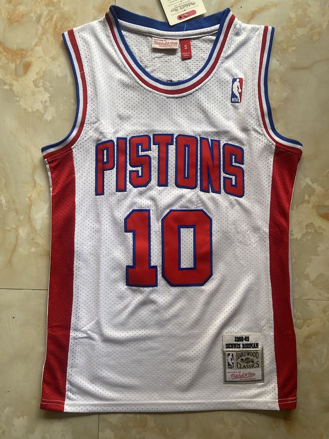 Pistons #10 White Jersey